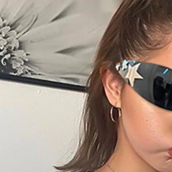 Neiman Marcus Lucine Shooting Star Nero Black Visor Sunglasses - Picture 2 of 5